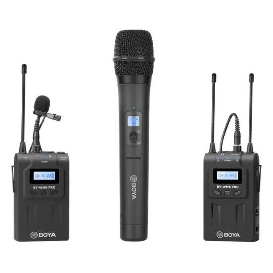 BOYA Dual Channel Wireless Mic Kit Custom kit, Each Item is Packed Separately - Black